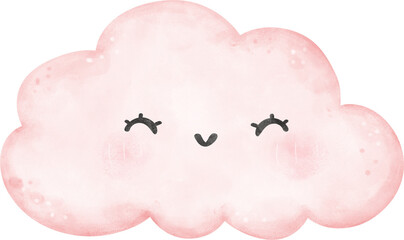 Pink Cloud watercolor illustration