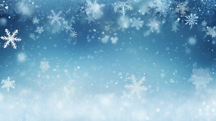 Fototapeta na wymiar Snowflakes on Blue Winter Background