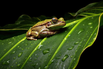 Obraz premium Green Tree Frog Sheltering from Rain