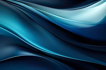 Foto op Canvas Fond d'écran d'une vague bleue design. Wallpaper of a blue wave design. © Jerome Mettling