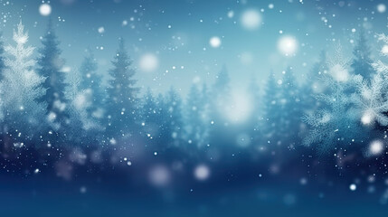 Fototapeta na wymiar blue snow background with christmas trees
