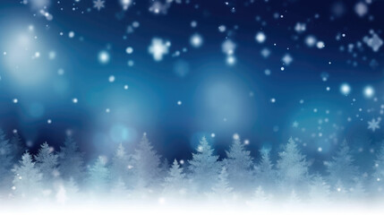 blue snow background with christmas trees