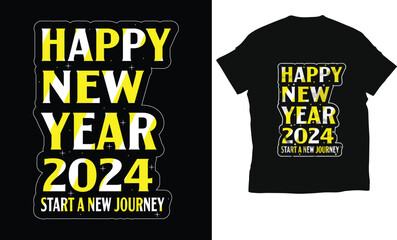 Happy New Year 2024 typography t-shirt design