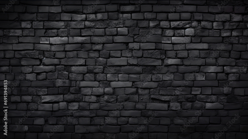 Poster abstract black brick wall texture for pattern background. brickwork background for design