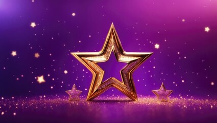 Fototapeta premium gold star on pink background