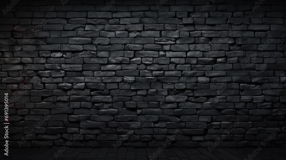 Poster abstract black brick wall texture for pattern background. brickwork background for design