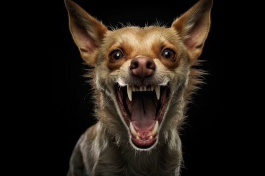 Chihuahua dog showing its teeth aggressively