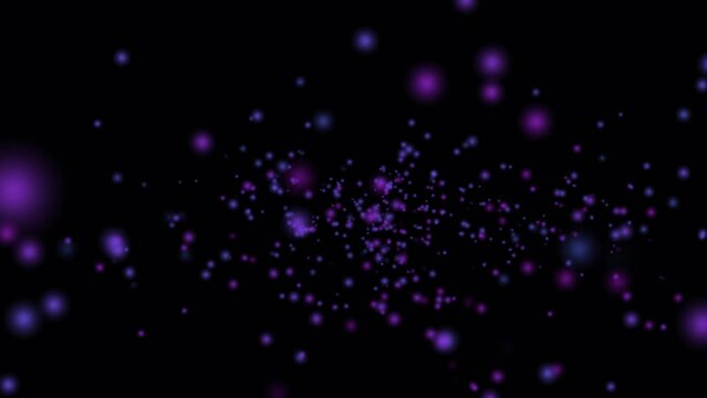 Video with purple pink lights balls falling from top on dark background is suitable for videos with affirmations