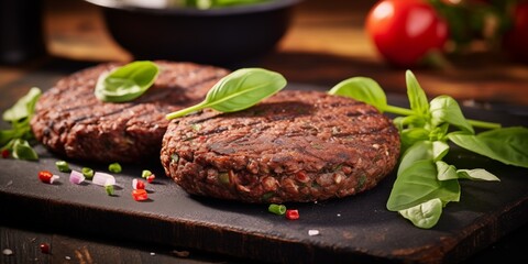 Plant based vegan burgers, plant based meat concept