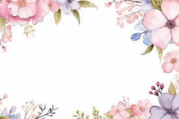 Fototapeta na wymiar Elegant blossom flower frame with watercolor style for background and invitation wedding card