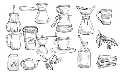 coffee set product handdrawn collection