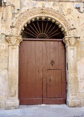 details of ancient buildings in baroque style in the historic center of Lecce Italy