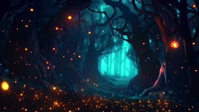 video of dark forest scenery with little light