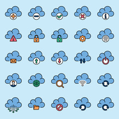 Obraz premium Cloud storage icon vector illustration. Data synchronization on isolated background. Server sign concept.