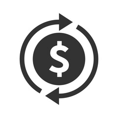 Money circulation graphic icon. Revenue cycle isolated sign on white background. Vector illustration