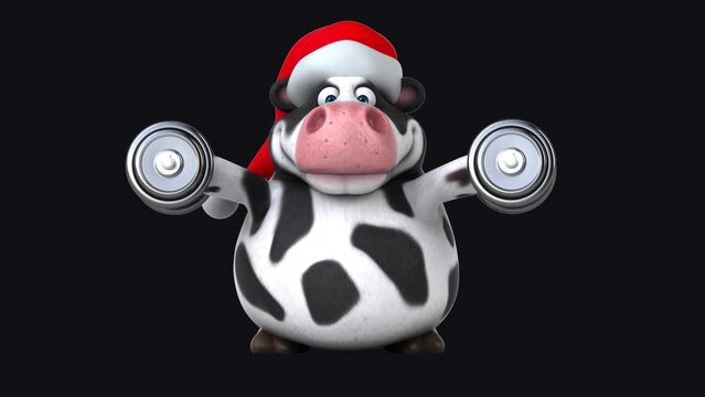 Fun 3D cartoon cow with weights (with alpha channel included)