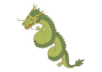 螺旋状に巻いた龍　主線あり