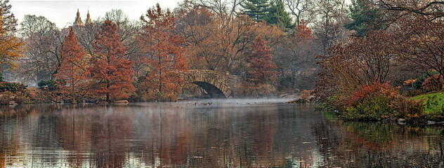 Gapstow Bridge in Central Park,late autumn