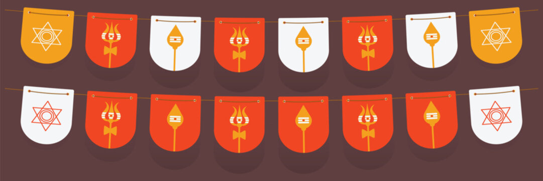 Hindu Auspicious Occasion, pooja room decor paper bunting flags toran set. 