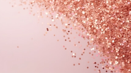 Fototapeta premium pink rose glitter on pink background. Rose gold glitter onpink white background