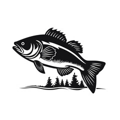 Fish fishing logo icon template. Creative vector symbol of fishing club or online shop