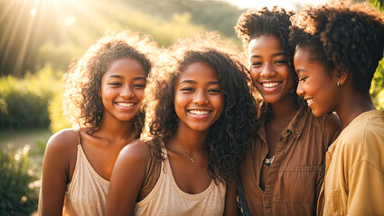 Fototapeta premium Group of friends with mixed races having fun together.
