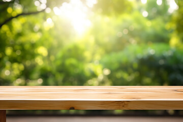 a wooden table with a blurred background