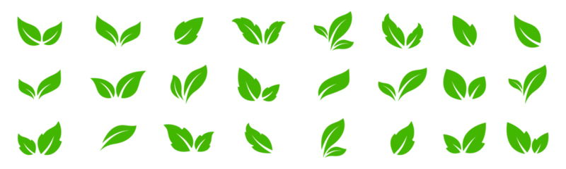 Fotobehang Green leaves collection. Green leaf icons. Leaves vector icons. Green leafs vector illustration. Leave icon set. © Vlad Ra27