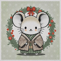 Illustration with charming mouse. Perfect for Christmas and New Year greetings