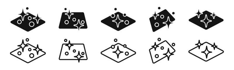Clean surface vector icons. Cleanliness symbols. Hygiene, disinfection, cleaning, washing concept icons. - obrazy, fototapety, plakaty