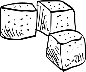 sugar block handdrawn illustration