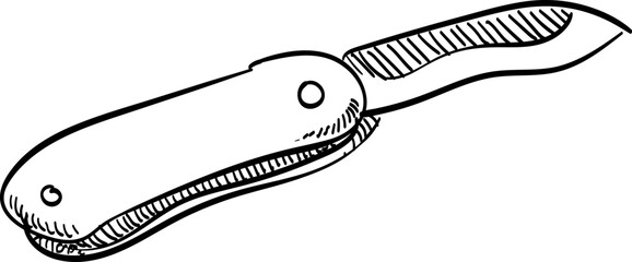 swiss knife handdrawn illustration