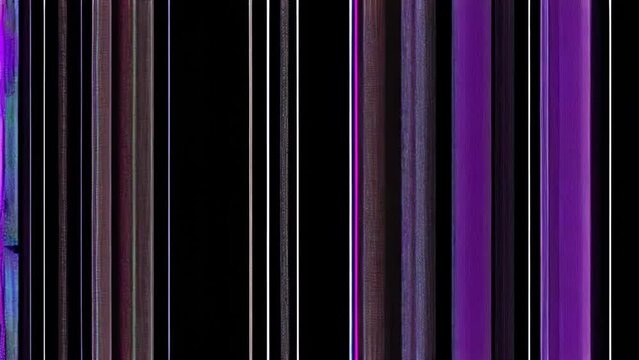 A purple and black striped image with a glitch effect