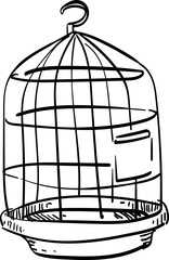 bird cage handdrawn illustration