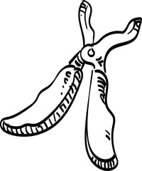 folding scissors handdrawn illustration