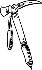 versatile hiking tools handdrawn illustration