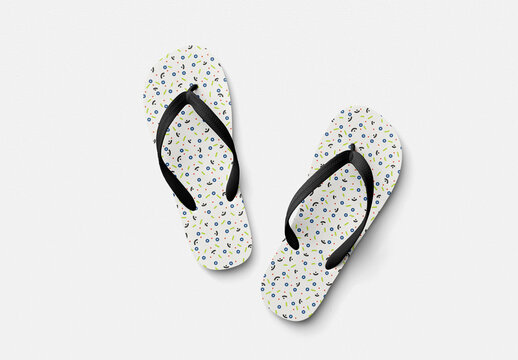 Mockup of customizable flip flops with customizable background
