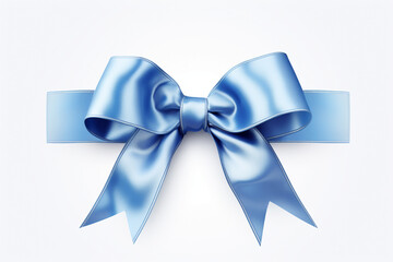 Silver Accents: Isolated Blue Ribbon and Bow with Translucent Background