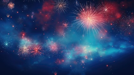 Fototapeta na wymiar Celebration with fireworks on the dark sky. Generative AI
