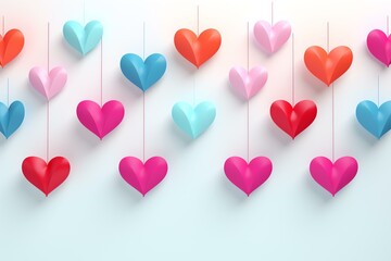 Hearts colorful 3d illustration pattern background