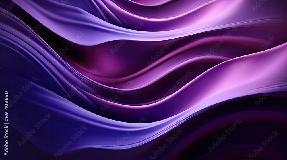 Poster minimal abstract purple violet background with smooth curve, flowing satin waves for backdrop design