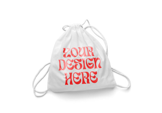 Mockup of customizable full string bag with drawstring straps