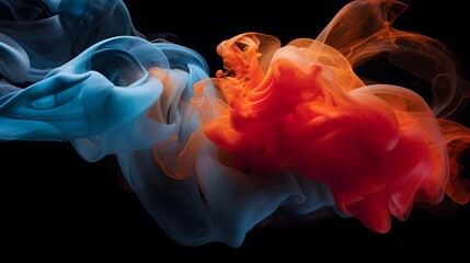 Image that captures the dynamic movement of abstract smoke. Experiment with bold and contrasting colors, background image, generative AI