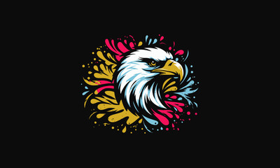 head eagle rainbow splash vector flat design