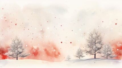 Watercolor illustration of a winter forest. Generative AI