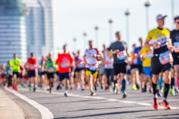 marathon runners  in the city