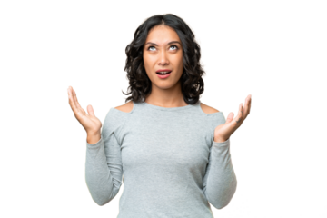 Young Argentinian woman over isolated background stressed overwhelmed