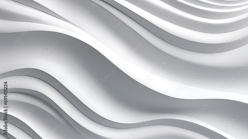 Poster minimal abstract white background with smooth curve, flowing satin waves for backdrop design,minimal