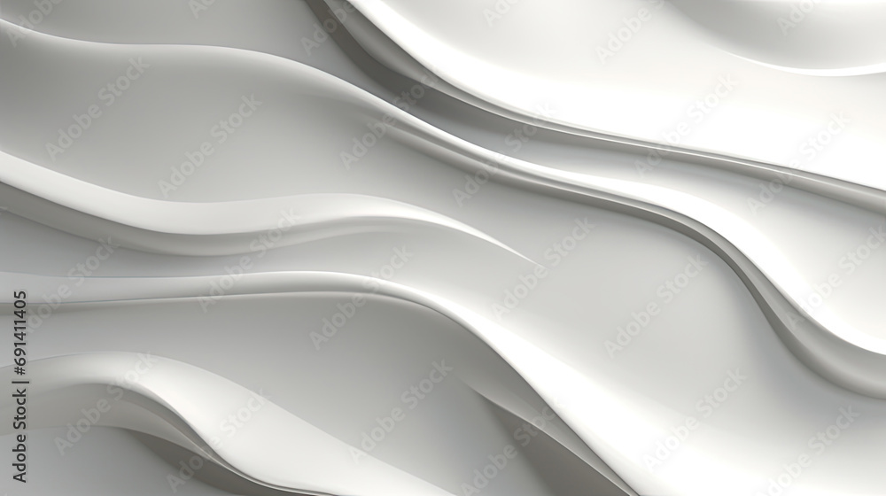 Poster minimal abstract white background with smooth curve, flowing satin waves for backdrop design,minimal