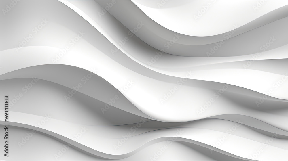 Poster minimal abstract white background with smooth curve, flowing satin waves for backdrop design,minimal